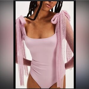 NWOT..Free People Tongue Tied Bodysuit Sheer Sz M